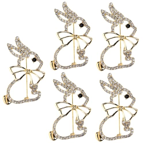 WOFASHPURET 5 Sätze Brosche Stifte Gold Lustig Party Ansteckhase Kaninchen Ohren Hasennadeln Hasenstift Häschen-wäscheklammern Hasenschmuck Hase Wäscheklammer Legierung 2 Stück * 5 von WOFASHPURET