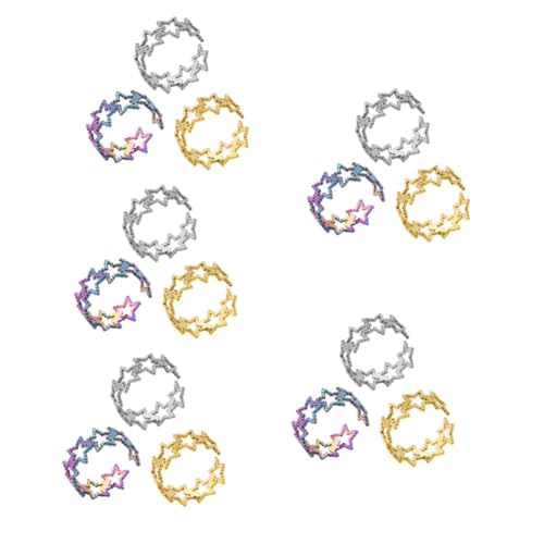 WOFASHPURET 5 Sätze Edelstahlring Offene Ringe Sterne Fingerringe Frauen Klingen Sternverstellbare Ringe Für Damen Fingerringe Aus Metall Rostfreier Stahl 3 Stück * 5 von WOFASHPURET