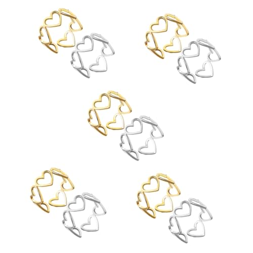 WOFASHPURET 10stücke Liebe Herz Ringe Für Damen Verstellbare Offene Ringe Einfache Und Elegante Designs Für Verlobung Und Besondere Anlässe von WOFASHPURET
