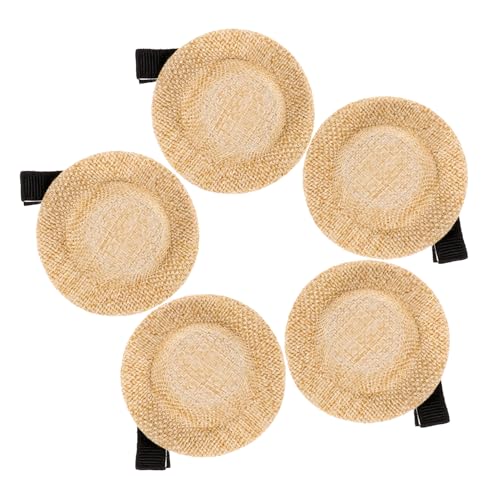 WOFASHPURET 5 Stck. Kleine Strohhut-haarnadel Mini-haarspangen Kleine Haarspangen Für Feines Haar Winzige Hut-haarspangen Haarspangen Für Mädchen Mini-hut-haarspange Kind Jay Khaki Stoff von WOFASHPURET