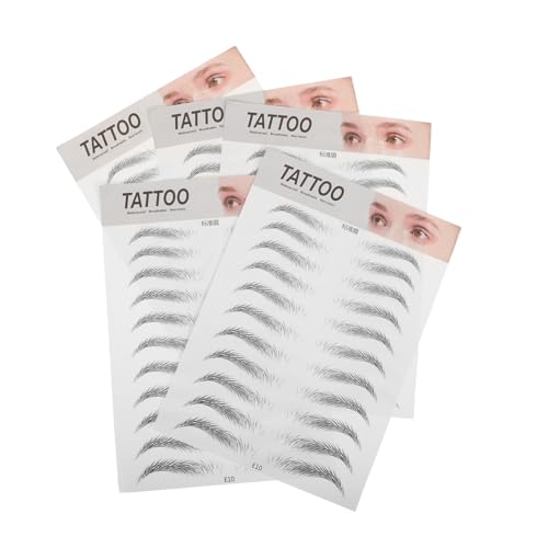 WOFASHPURET 5 Stück Augenbrauen Tattoos Aufkleber für Wasserdichte Realistische Schwarze Augenbrauen Imitation Einfache Anwendung für Perfektes Make Up von WOFASHPURET