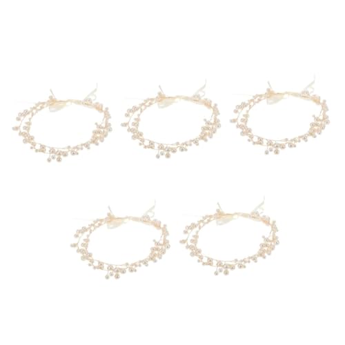 WOFASHPURET 5 Stück Braut-haarband mit Leuchtenden Perlen Langlebiger Leichter Haarschmuck aus Goldfarbenem Doppellagigem Kupferdraht Geeignet für Hochzeit Tanz und Festliche Anlässe von WOFASHPURET