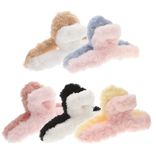 WOFASHPURET 5 Stück Flauschige Haarspangen Teiliges Rutschfeste Haarklammern für Damen Vielseitige Haaraccessoires Stylischen Farben für Alltag und Besondere Anlässe Zufällige Zufällige Farbe von WOFASHPURET