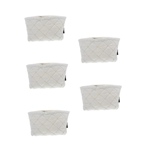 WOFASHPURET 5 Stück Gesteppte Kosmetiktasche Handlich mit Reißverschluss Beständige Polyester-Make-up-Tasche mit Kreativem Prägemuster Geräumige Tragbare Schminktasche für Damen Reise Alltag von WOFASHPURET