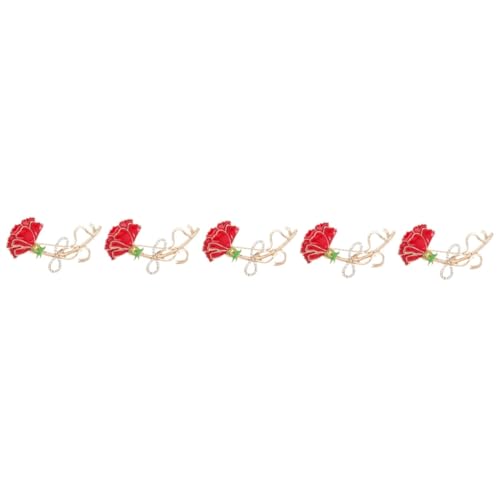 WOFASHPURET 5 Stück Karnations Brosche mit Strasssteinen Eleganter Anstecker für Kleidung für Hochzeiten Partys Besondere Anlässe Strapazierfähigem Legierungs Material Gefertigt von WOFASHPURET