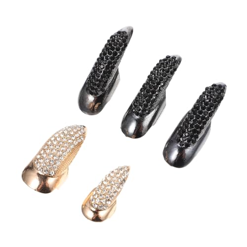 WOFASHPURET 5 Stück Nagelset Ring Nagelzubehör Handschmuck Punk-ring Ringdekor Im Punk-stil Modeschmuck Fingerring Schmuck Fingergelenkring Modischer Fingerring Golden Strasssteine von WOFASHPURET
