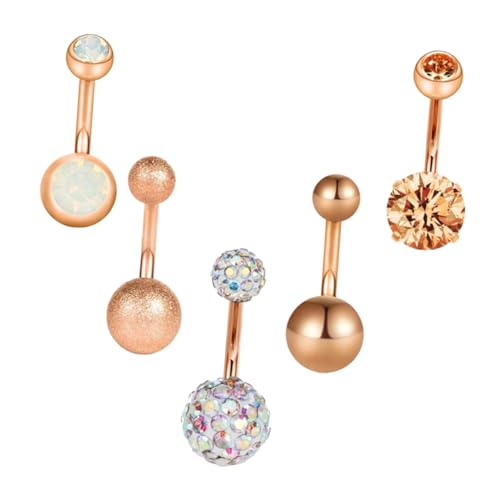 WOFASHPURET 5 Stück Teiliges Bauchnabelpiercing aus Rostfreiem mit Funkelnden Strasssteinen Metallische Bauchnabelnägel Langlebig Hautverträglich Modischer Körperschmuck für Damen bei Party von WOFASHPURET