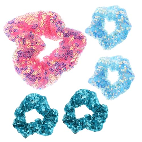 WOFASHPURET 5 Stück Teiliges Fluoreszierende Pailletten Haargummis Elastisch Bunt Haarschmuck für Mädchen Ponytail Haarband Vielseitig und Langlebig für Alltag Party Festtage von WOFASHPURET