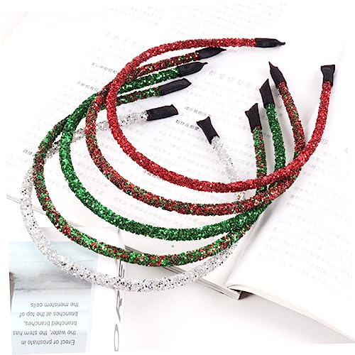WOFASHPURET 5 Stück Teiliges Weihnachts Haarband Glitzernde Stirnbänder Rot Grün und Festlicher Haarschmuck für Damen Bequem und Rutschfest für Weihnachtsfeiern und Kostümpartys von WOFASHPURET