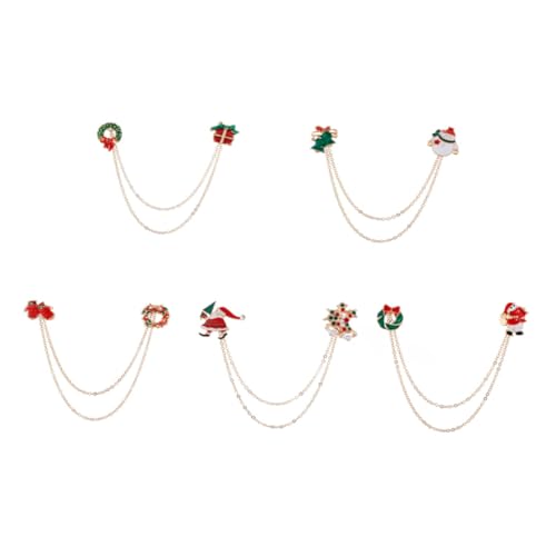 WOFASHPURET 5 Stück Teiliges Weihnachtsbroschen mit Asymmetrischem Design Kreative Christbaum und Santa Motive Farbenfrohe Broschen zur Festlichen Kleidung Weihnachtsdeko und Geschenkidee von WOFASHPURET