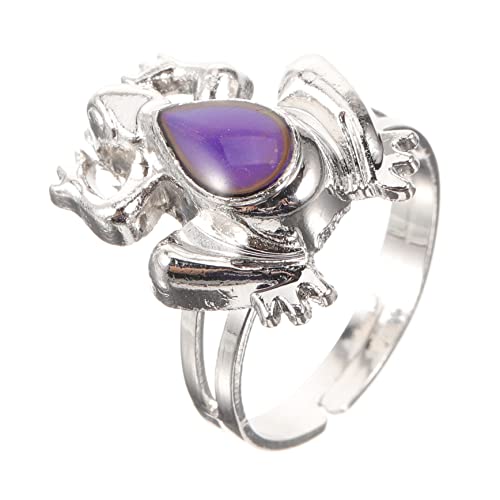 WOFASHPURET 5 Stück Thermochromer Ring Zappelnde Einstellbar Finger Schlüssel Emotionsring Mit Farbwechsel Seltsame Ringe Farbwechselring Für Frauen Froschring Legierung von WOFASHPURET