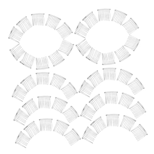 WOFASHPURET 50 Stück Schleierkamm Zähne Metall Haarkamm Brautschmuck Krone Stil Flexibel Draht Haarhalter Für Hochzeit Festliche Frisuren Damen Mädchen von WOFASHPURET