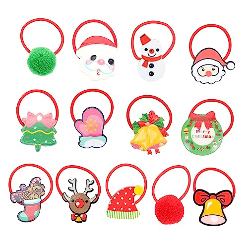 WOFASHPURET 50 Stück Teiliges Set Weihnachts Haargummis Elastisch Santa Claus Haarbänder für Mädchen und Frauen Festliches Design Geeignet für Dünnes Dickes Lockiges Haar Praktische Ponytail von WOFASHPURET