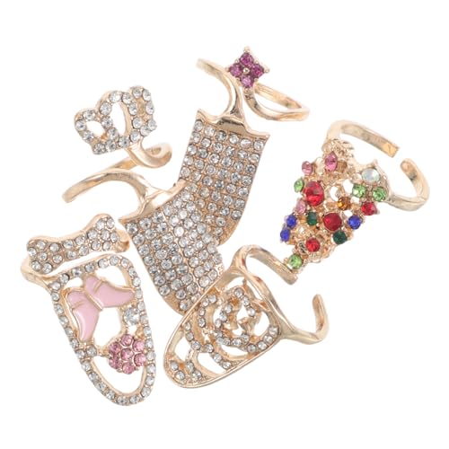 WOFASHPURET 5Stücke Teiliges Fingernagelringe für Damen Verstellbare Fingerspitzenringe Nageldekoration für Hochzeiten Partys Reisen Langlebiges Komfortables Design von WOFASHPURET