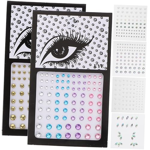 WOFASHPURET 6 Blätter Selbstklebende Gesichtsjuwelen für Augen Gesicht Glitzernde Strass Aufkleber für Partys Festivals Selbstgemacht Kunst Acryl Sicheres Material von WOFASHPURET