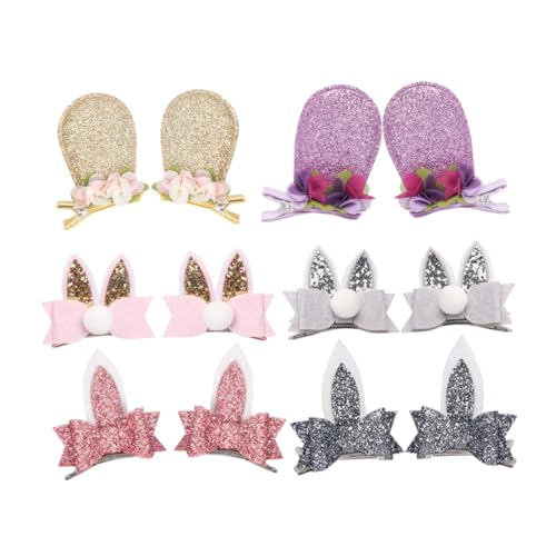 WOFASHPURET 6 Paare Glitzer Hase Ohr Haarspangen Mädchen Haarschmuck Glänzend Robust Party Hochzeit Alltag von WOFASHPURET