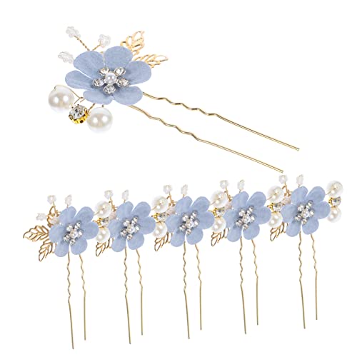 WOFASHPURET 6 Stck. Perlenhaargabel Styling Haarschmuck für die Hochzeit Braut- Brauthaarschmuck für Frauen Hochzeiten Brautperlen-Haarnadel in U-Form Frauen Hochzeit Haarschmuck Metall Blau von WOFASHPURET