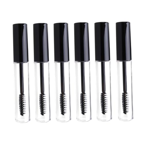WOFASHPURET 6 Stück Mascara Tube Container mit Schwarzem Deckel Transparente Wimperntusche Flasche für DIY Wimperncreme Leere Kosmetikflaschen zum Befüllen für Reisen und Makeup von WOFASHPURET