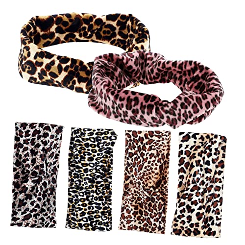 WOFASHPURET 6 Stück Teiliges Elastische Leopard Stirnbänder Damen Atmungsaktiv Leicht für Yoga Workout Gym Modisch Praktisch von WOFASHPURET