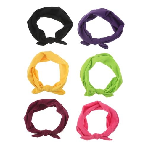 WOFASHPURET 6 Stück Teiliges Elastische Sport Stirnbänder für Damen mit Schleifen und Hasenohren Design Knotenlose Rutschfeste Workout Headwraps für Yoga Fitness und Alltag von WOFASHPURET