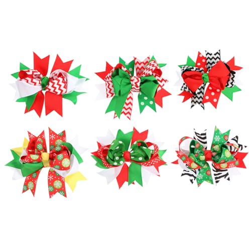 WOFASHPURET 6 Stück Teiliges Haarschleifen Weihnachts Haarspangen für Damen und Mädchen Bowknot Haarklammern Langlebig und Leicht Festliches Design für Party und Alltag Vielseitiger von WOFASHPURET