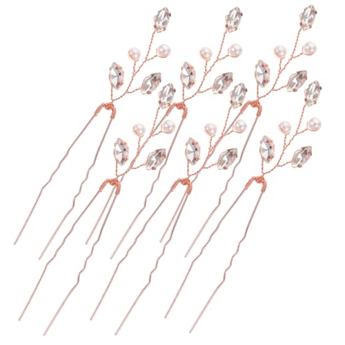 WOFASHPURET 6 Stück Teiliges U förmige Haarnadeln mit Strass und Perlen Eleganter Brautschmuck für Hochzeit Leicht Stabil und Einfach zu Tragen für Frauen und Mädchen von WOFASHPURET