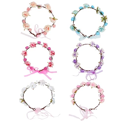 WOFASHPURET 6 Stück Teiliges Urlaub Blumen Haarband Simulation Floral Haarschmuck für Damen und Mädchen Stirnband mit Leicht und Bequem von WOFASHPURET