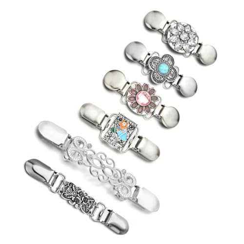 WOFASHPURET 6 Stück Teiliges Vintage Sweater Clips Cardigan Clips mit Blumen Design für Damen Vielseitige Kleid und Strickjacken Verschlüsse Rutschfeste Pullover für Stilvolle Looks von WOFASHPURET