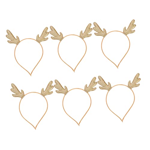 WOFASHPURET 6 Stück Teiliges Weihnachts Haarreif mit Goldfarbenen Rentiergeweihen Langlebiges Party Haaraccessoire für Erwachsene Festliches Kopfband für Weihnachten und Kostümfeste von WOFASHPURET