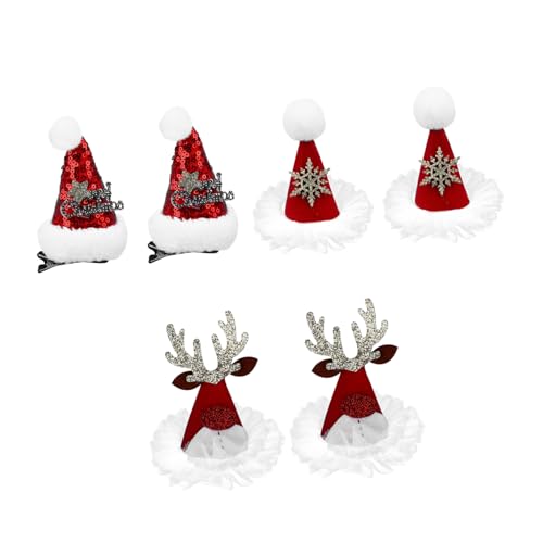 WOFASHPURET 6 Stück Teiliges Weihnachts-haarclip Bunte Haarschmuck-accessoires mit Weihnachtsmützen-designs Funkelnde Haarnadeln für Weihnachtsfeier Cosplay und Festliche Anlässe von WOFASHPURET