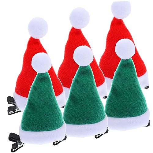 WOFASHPURET 6 Stück Teiliges Weihnachtsmützen Haarclips Mini Santa Hut Haarschmuck für Damen und Festliche Party Accessoires Rot und Grün Süße Weihnachts Haarklammern für Feierlichkeiten von WOFASHPURET