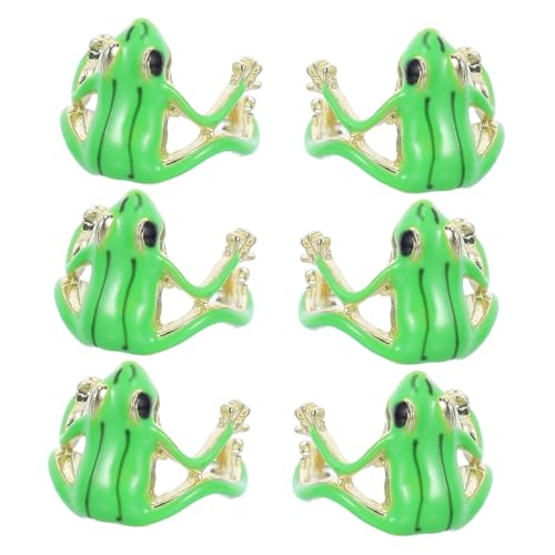 WOFASHPURET 6stücke Froschring Verstellbar Grün Lustig Tierdesign Damen Herren Ring Froschschmuck Süß Punk Vintage Accessoire Schlüsselanhänger Für Frauen von WOFASHPURET