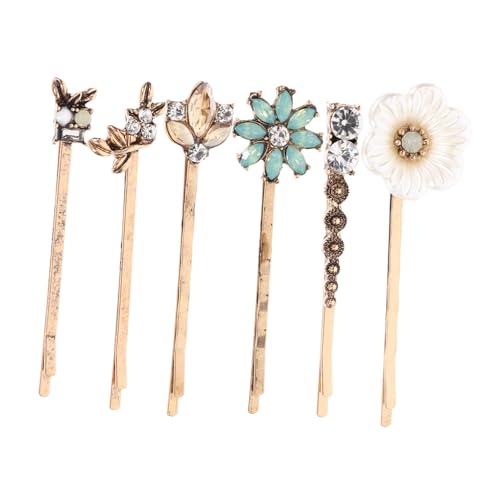 WOFASHPURET 6 Stück Vintage Haarklammern Blüten Design Kristallbesatz Rutschfeste Haarspangen Damen Haarschmuck für Alltag Festliche Anlässe Geschenkidee von WOFASHPURET
