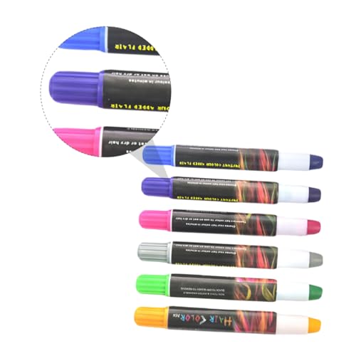 WOFASHPURET 6 Stück Waschbare Temporäre Haarfärbekreide – 6 Farben für Mädchen für Partys und Cosplay Leicht Anwendbar Sicher und Langlebig Haar Make Up von WOFASHPURET