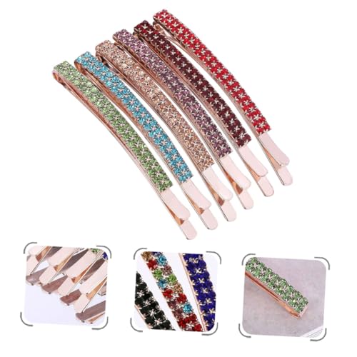 WOFASHPURET 6 Stück Zweireihige Strass Haarklammern mit Kristallen Haarspangen für Damen und Mädchen Funkelnde Haarclips für Hochzeit Party und Alltag Stilvoller Haarschmuck von WOFASHPURET