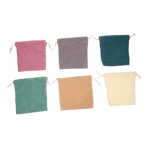 WOFASHPURET 6stücke Teiliges Corduroy Make-up Beutel Klein Tragbare Kosmetiktasche Mit Kordelzug Für Schmuck Reise-Organizer Und Münzen Sanften Farben von WOFASHPURET