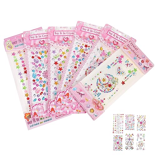 WOFASHPURET 6Blätter Gesicht Juwelen Edelsteine Aufkleber mit Glitzersteinen Tattoos für Party und Halloween Sichere und Einfache Anwendung Verschiedene Designs von WOFASHPURET