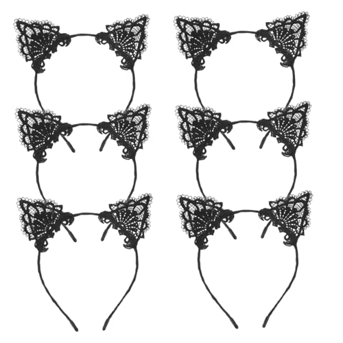 WOFASHPURET 6stücke Teiliges Katzenohren-stirnband Aus Spitze Katzenkopfbedeckung Katzenhaarbänder Kätzchenohren Pelziges Stirnband Für Frauen Und Mädchen von WOFASHPURET