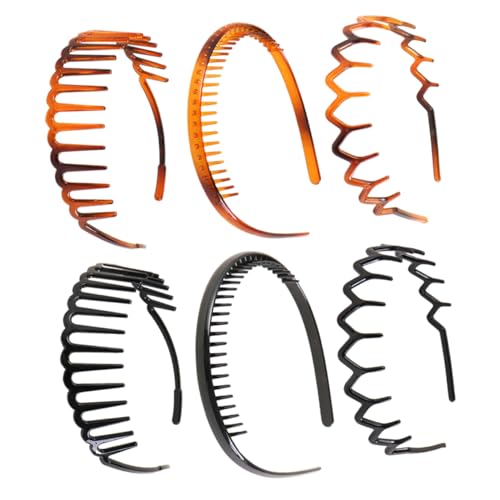 WOFASHPURET 6stücke Schlichtes Zahn Haar Stirnband Stylische Rutsch Haarreifen Wellig Kopfschmuck Für Damen Und Herren von WOFASHPURET