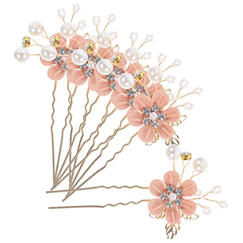 WOFASHPURET 6stücke U-förmige Haarnadel Mit Perlenblume Strassblume Perlen Blumen Für Hochzeit Braut Brautjungfer Geburtstag Jubiläum Abschlussball Damen Mädchen von WOFASHPURET