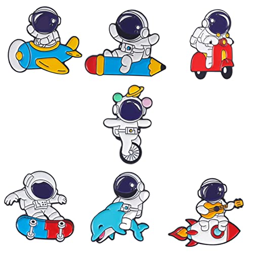WOFASHPURET 7stücke Metallbrosche Astronautenlegierung Emaille-anstecknadel Kleidungsdekor Brosche Anstecknadel Für Rucksäcke Astronautenmuster Broschengeschenk Broschenornamente von WOFASHPURET