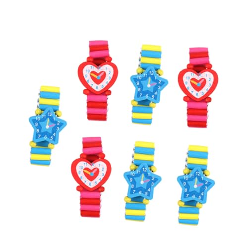 WOFASHPURET 7stücke Kinderuhr Spielzeug Aus Holz Gefälschte Uhr Mit Elastischem Armband Kreatives Für Junge Mädchen Verschiedene Langlebig Und Sicher Für Dauerhaften Gebrauch von WOFASHPURET