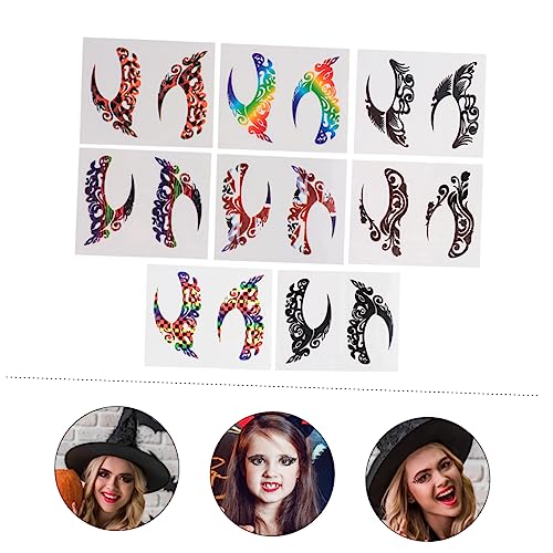 WOFASHPURET 8paare Augen-dekor Eyeliner-aufkleber Lidschatten-tattoos Für Halloween Maskenbälle Cosplay Mit Papierhintergrund Einfach Anzuwenden Entfernen von WOFASHPURET
