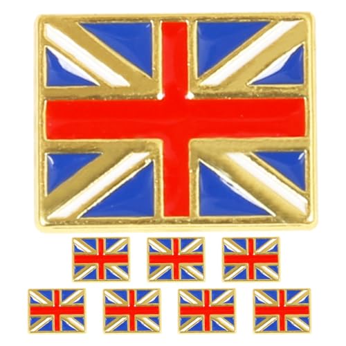 WOFASHPURET 8 Stück Nationalflaggen-Abzeichen, rechteckig, Anstecknadel mit britischer Union Jack-Flagge, patriotischer Schmuck, Dekoration für England, Reise-Souvenirs von WOFASHPURET