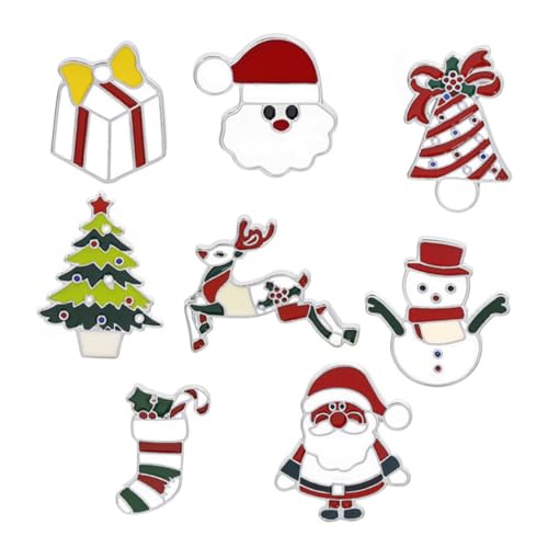 WOFASHPURET 8stücke Weihnachts Themed Brosche Dekor Corsage Festival Legierung Brustnadel Brosche Weihnachtsbrosche Weihnachtscorsage Brustnadel Dekor von WOFASHPURET