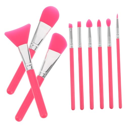 WOFASHPURET 9 Stück Make-up-pinsel-set Silikonlippenbürste Make-up-augenpinsel Silikon-eyeliner- Silikon -gesichtsbürste Lippen-make-up-pinsel Bürste Für Plastik Rot von WOFASHPURET