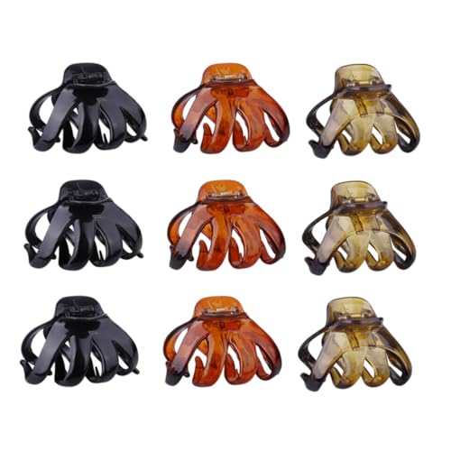 WOFASHPURET 9 Stück Teiliges Octopus Haarklammer Kleine Haarkralle mit Starkem Modisch und Rutschfest Glänzendes Kunststoffmaterial für Damen und Mädchen Sicheres Styling Ganztägig von WOFASHPURET