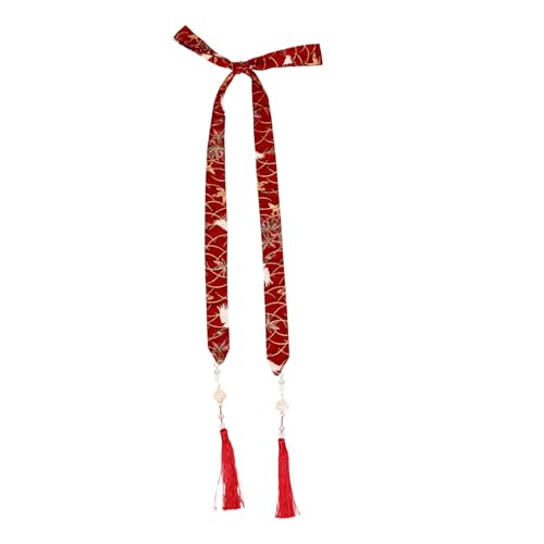 WOFASHPURET Alte Chinesische Haargummis Haarseile Haarbänder Haarbänder Pferdeschwanzhalter Mit Quaste Hanfu-Haarband Cosplay-Haar-Accessoires Für Mädchen Rot von WOFASHPURET