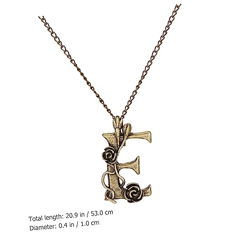 WOFASHPURET Antike E Halskette für Damen Kreative Metallkette mit Rosenmotiv Langlebiges Legierungsanhänger Verarbeitung Vielseitig Kombinierbar Eleganter Sweater Style Retro Design von WOFASHPURET