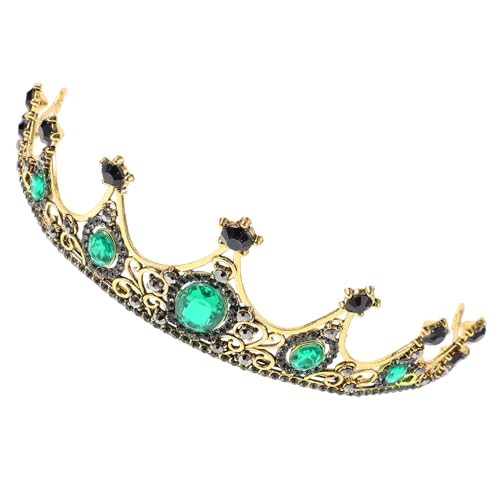 WOFASHPURET Barock Brautkrone mit Grünem Strass Haarschmuck für Hochzeit Party und Cosplay Diadem für Damen Auffälliges Braut Accessoire Glänzendes Design von WOFASHPURET